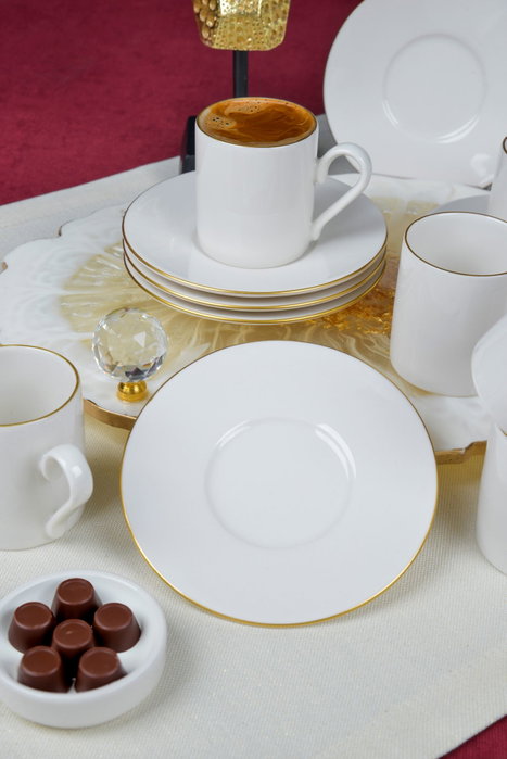 Hermia Hayal Altın Juego de tazas de café Blanco y dorado